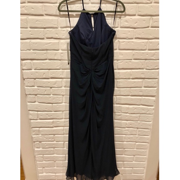 Bill Levcoff Navy halter bridesmaids dress - Picture 4 of 7